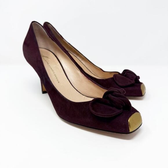 Giuseppe Zanotti Vicini Burgundy Suede Closed Toe Pumps Bow Detail Made in Italy - Picture 10 of 10